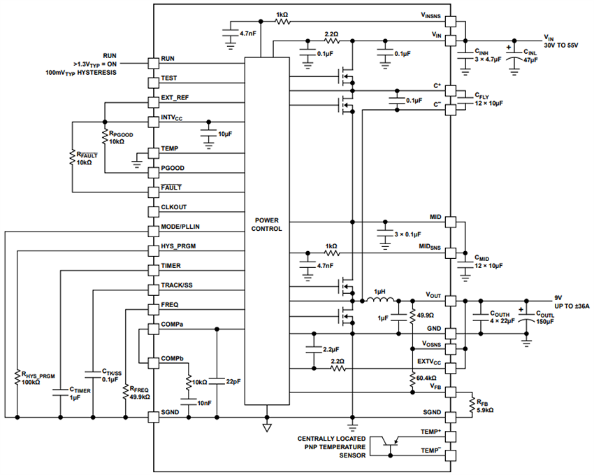 Blockdiagramm - Analog Devices Inc. LTM4654 Hybrid-Abwärtsbuswandler µModule®